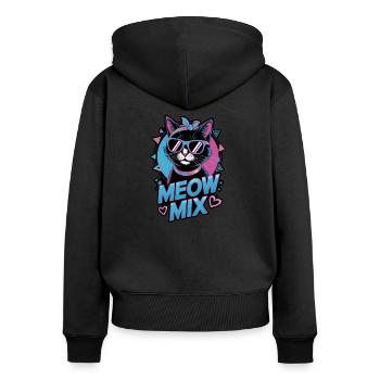 Katzenmusik 80er Jahre - Frauen Premium Bio Zip Hoodie - Schwarz - Hinten - Julia (174cm)