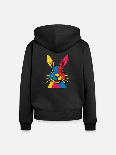 Kaninchen Pop Art - Frauen Premium Bio Zip Hoodie - Schwarz