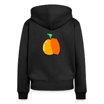 Pfirsich - Frauen Premium Bio Zip Hoodie - Schwarz - Hinten - Julia (174cm)