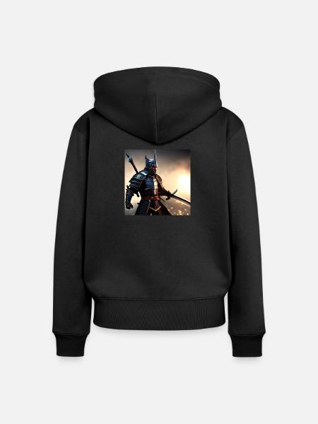 Krieger - Frauen Premium Bio Zip Hoodie - Schwarz