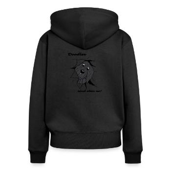Doodles sind eben so! - Frauen Premium Bio Zip Hoodie - Schwarz - Hinten - Julia (174cm)