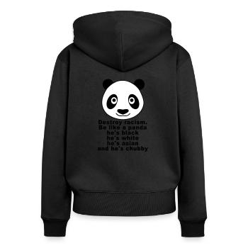 Chubby Panda - Frauen Premium Bio Zip Hoodie - Schwarz - Hinten - Julia (174cm)