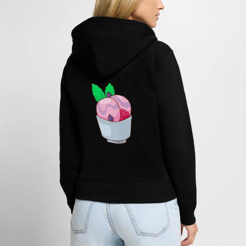Eis Speiseeis Eiskrem Eiscreme Kugeleis Eisbecher Frauen Premium Bio Zip Hoodie