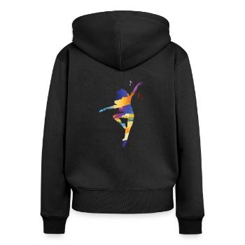 Tanz Feuer Exklusiv Design Geschenkidee Grafik - Frauen Premium Bio Zip Hoodie - Schwarz - Hinten - Julia (174cm)