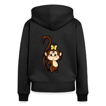 Affenpaar für Partner - Weiblich - Frauen Premium Bio Zip Hoodie - Schwarz - Hinten - Julia (174cm)