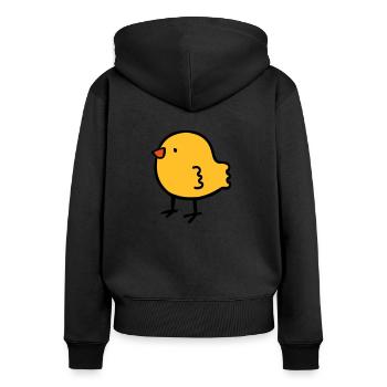 Küken - Frauen Premium Bio Zip Hoodie - Schwarz - Hinten - Julia (174cm)