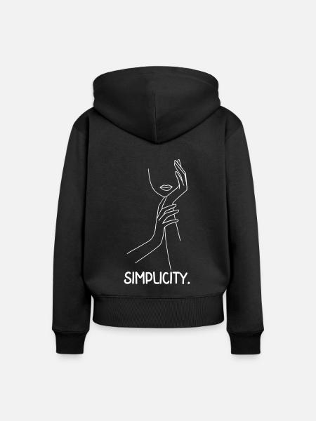 One Line Frau - Frauen Premium Bio Zip Hoodie - Schwarz