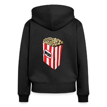 Popcorn Kino Filmeabend Motiv - Frauen Premium Bio Zip Hoodie - Schwarz - Hinten - Julia (174cm)