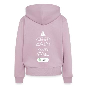 sailing keep calm - Frauen Premium Bio Zip Hoodie - Altrosa - Hinten - Julia (174cm)
