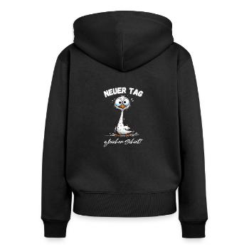 Hamburg Schiet Hamburger Nordsee Möwe Lustig - Frauen Premium Bio Zip Hoodie - Schwarz - Hinten - Julia (174cm)