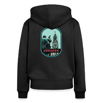 Illustration: Hofkirche, Dresden - Frauen Premium Bio Zip Hoodie - Schwarz - Hinten - Julia (174cm)