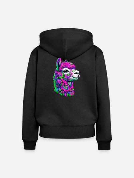 Alpaka - Frauen Premium Bio Zip Hoodie - Schwarz