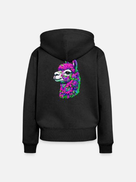 Alpaka - Frauen Premium Bio Zip Hoodie - Schwarz