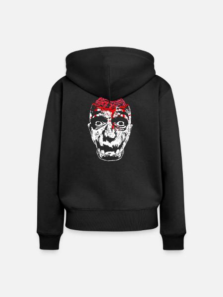 Blutiges Zombie-Gesicht - Frauen Premium Bio Zip Hoodie - Schwarz