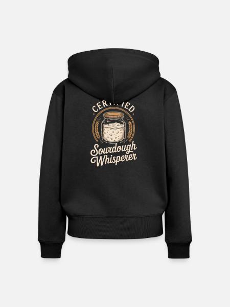 Sauerteig-Flüsterer-Krug-Abzeichen - Frauen Premium Bio Zip Hoodie - Schwarz