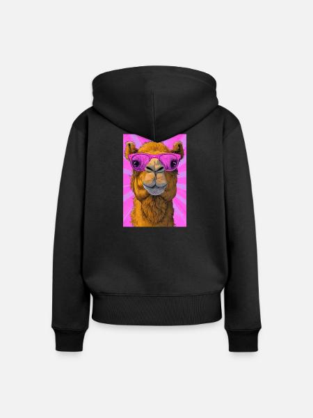 Kamel - Frauen Premium Bio Zip Hoodie - Schwarz