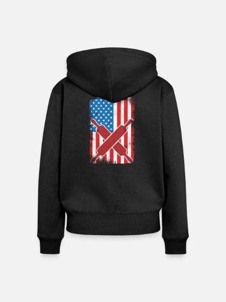 Backen USA Flagge - Frauen Premium Bio Zip Hoodie - Schwarz