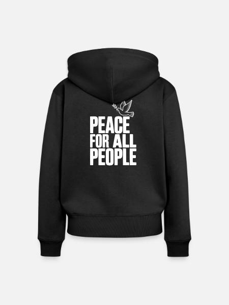 Frieden für alle Menschen - Frauen Premium Bio Zip Hoodie - Schwarz