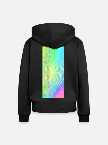 Sommer Sonnenstrahlen Neon - Frauen Premium Bio Zip Hoodie - Schwarz