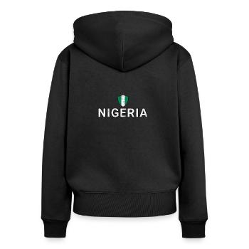 Nigeria - Sweat à capuche zippé Premium bio Femme - noir - Dos - Julia (174cm)