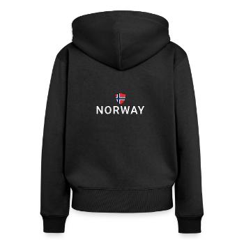 Norvège - Sweat à capuche zippé Premium bio Femme - noir - Dos - Julia (174cm)
