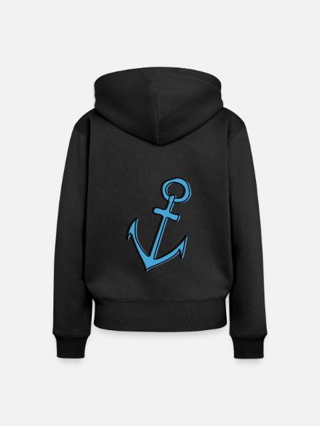 Marine Nautik Schifffahrt Anker - Frauen Premium Bio Zip Hoodie - Schwarz