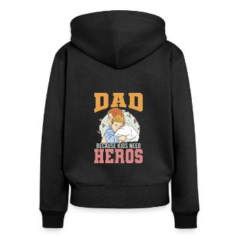 Vater Papa Vatertags Designs zum Vatertag - Frauen Premium Bio Zip Hoodie - Schwarz - Hinten - Julia (174cm)