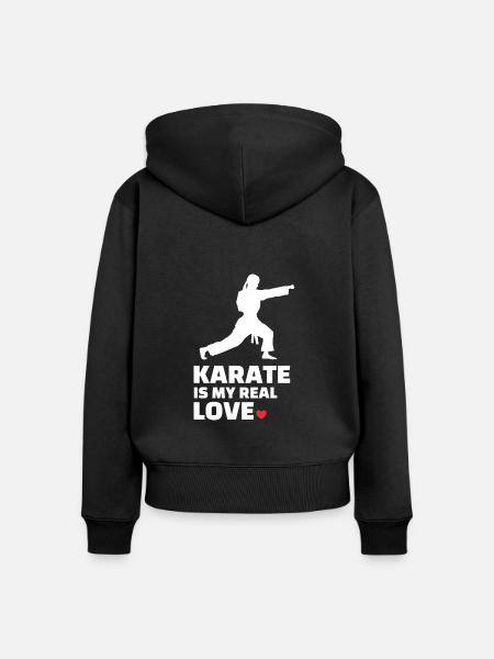 Ich Liebe Karate - Frauen Premium Bio Zip Hoodie - Schwarz