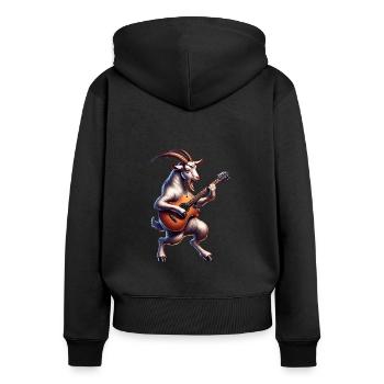 Cool Goat jouant de la conception de bande de guitare électrique - Sweat à capuche zippé Premium bio Femme - noir - Dos - Julia (174cm)