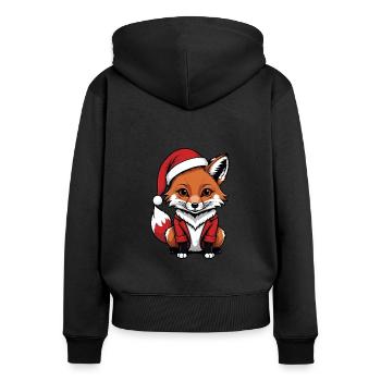 Fuchs Fox Weihnachtsmann Süß Geschenk für Frauen - Frauen Premium Bio Zip Hoodie - Schwarz - Hinten - Julia (174cm)