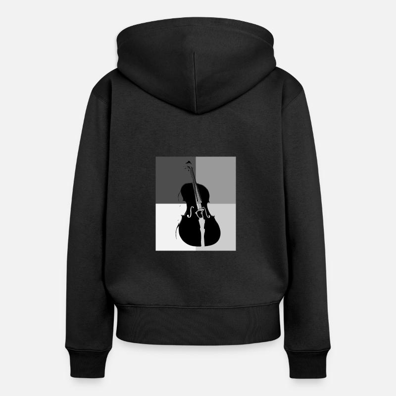 violoncelle - Sweat à capuche zippé Premium bio Femme - noir