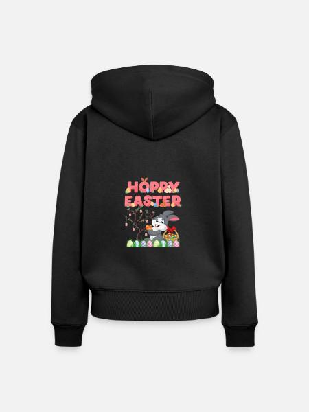 Happy Easter - Frauen Premium Bio Zip Hoodie - Schwarz