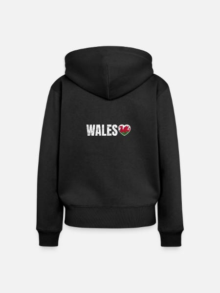 Wales - Frauen Premium Bio Zip Hoodie - Schwarz