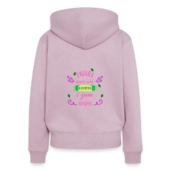 Friara...ois leichter - bayerischer Spruch - Frauen Premium Bio Zip Hoodie - Altrosa - Hinten - Julia (174cm)