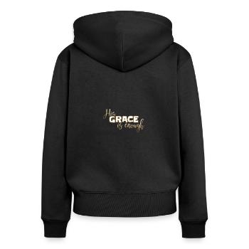 Conception chrétienne Sa grâce est suffisante - Sweat à capuche zippé Premium bio Femme - noir - Dos - Julia (174cm)
