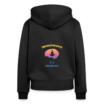 Yoga Sport Good Vibes - Acht Glieder des Yoga - Frauen Premium Bio Zip Hoodie - Schwarz - Hinten - Julia (174cm)