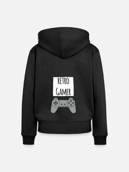 Gamer Retro PS - Frauen Premium Bio Zip Hoodie - Schwarz