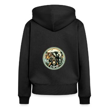 Zoo - Frauen Premium Bio Zip Hoodie - Schwarz - Hinten - Julia (174cm)