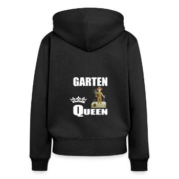 Garten - Frauen Premium Bio Zip Hoodie - Schwarz - Hinten - Julia (174cm)