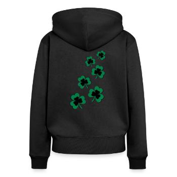 St. Patrick`s Day Shamrock Clover Gift Lucky Charm - Women's Premium Organic Zip Hoodie - black - Back - Julia (174cm)