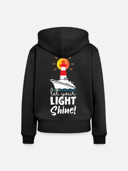 Let Your Light Shine Lighthouse - Frauen Premium Bio Zip Hoodie - Schwarz