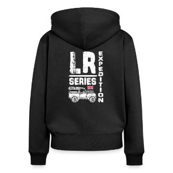 Landy Series Expedition - Frauen Premium Bio Zip Hoodie - Schwarz - Hinten - Julia (174cm)