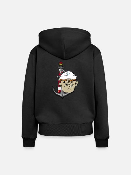 Matrose Anker Leuchtturm - Frauen Premium Bio Zip Hoodie - Schwarz