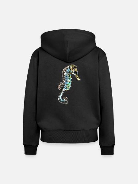 seepferdchen - Frauen Premium Bio Zip Hoodie - Schwarz