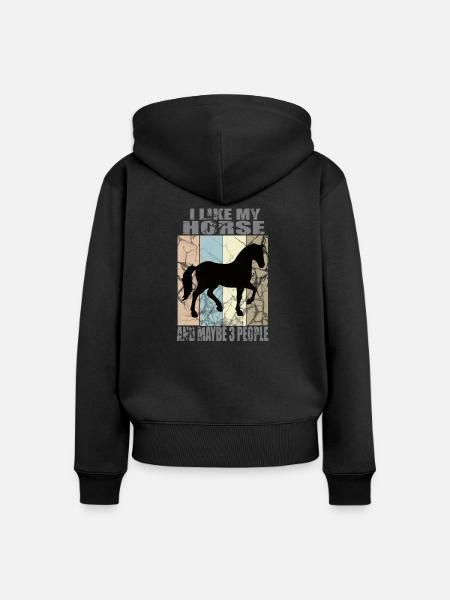 Liebe zu Pferden - Frauen Premium Bio Zip Hoodie - Schwarz