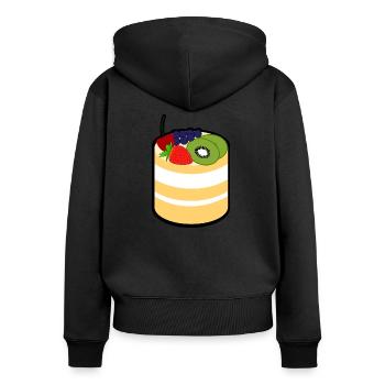 Kuchen - Frauen Premium Bio Zip Hoodie - Schwarz - Hinten - Julia (174cm)