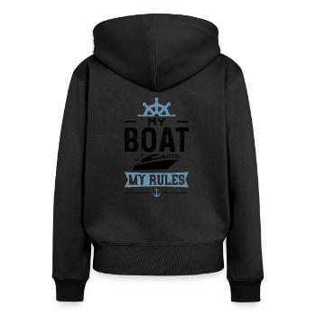 My Boat My Rules - Boat - Women's Premium Organic Zip Hoodie - black - Back - Julia (174cm)