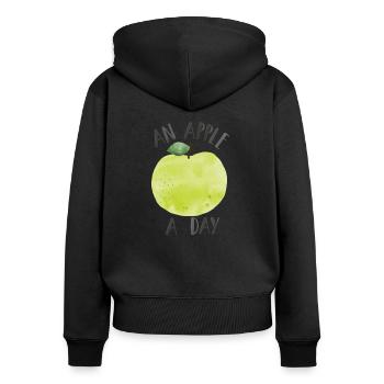 on apple a day - Women's Premium Organic Zip Hoodie - black - Back - Julia (174cm)