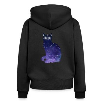 Cosmic Cat - Women's Premium Organic Zip Hoodie - black - Back - Julia (174cm)