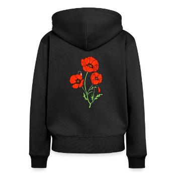 Mohnblume - Frauen Premium Bio Zip Hoodie - Schwarz - Hinten - Julia (174cm)